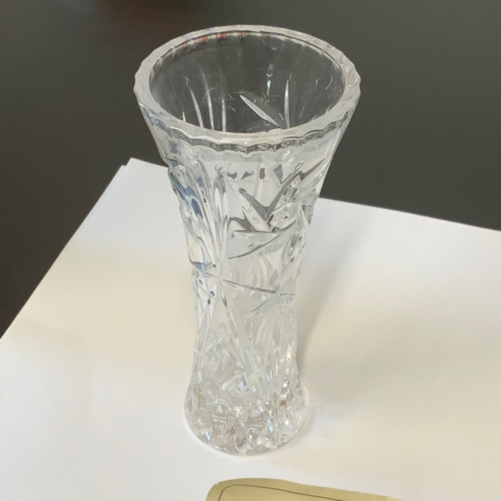 Vintage Lenox Vase Crystal 6” Star Flared Bud Czech Glass